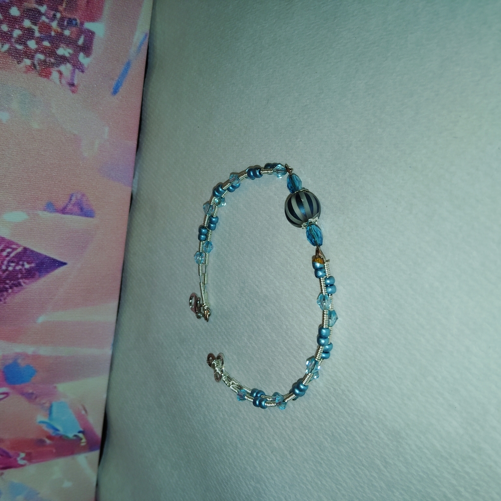 Blue and Silver Beaded Bracelet